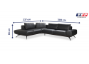 Leather/Fabric 2 Seater Corner Sofa With Chaise and Optional Extensible Seats  - Figaro Uno